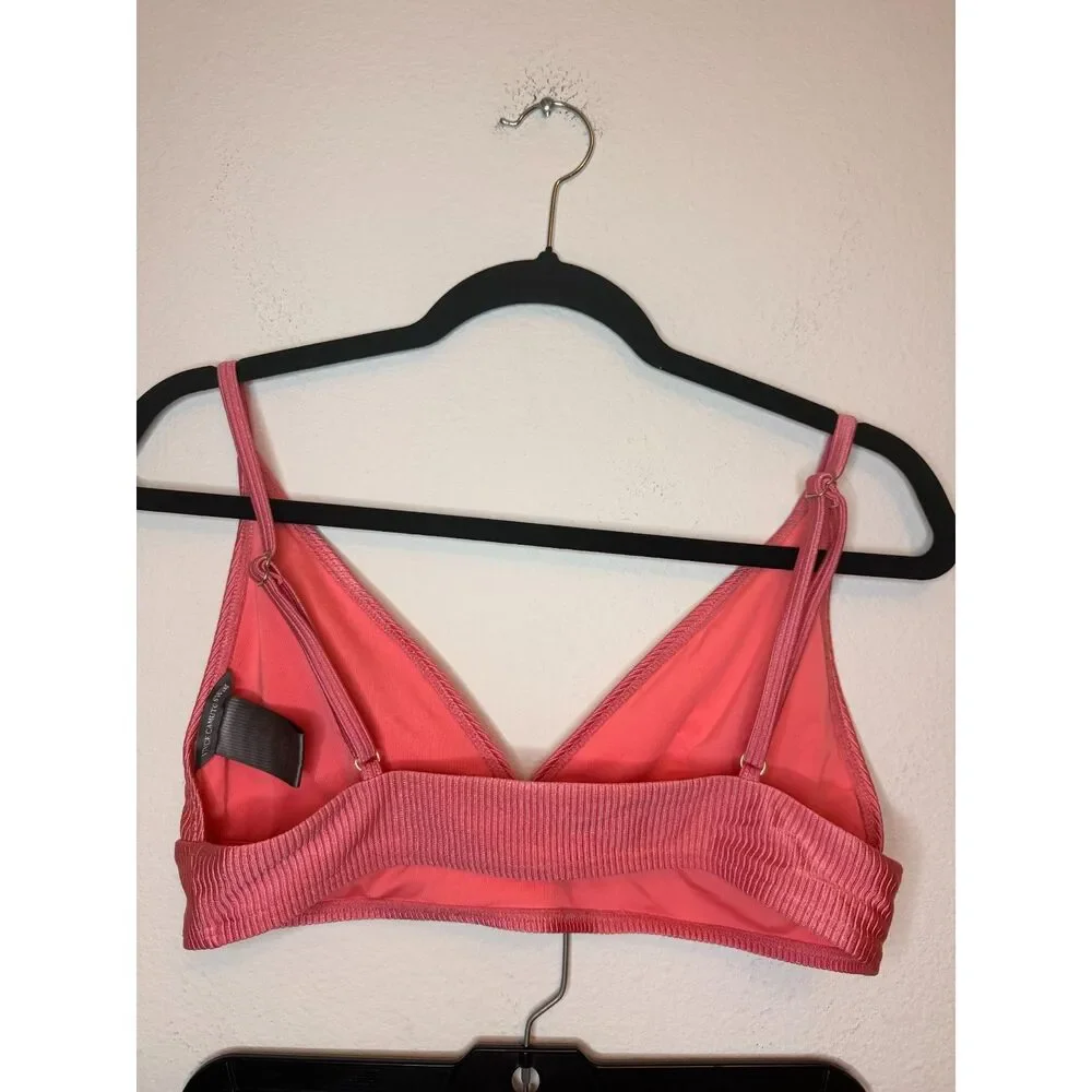Vince Camuto Swim Coral Ribbed Bikini Set Triangle Top Cheeky Bottom L
